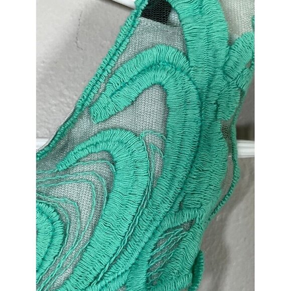 Label Jane Romper Girl 2T Green Floral Embroidery Pom Pom Summer Beach Girly - Picture 6 of 13